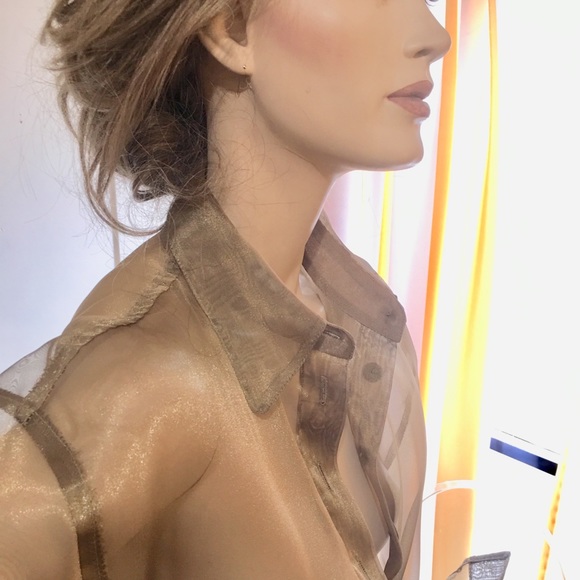 Vintage90’s The Limited sheer blouse with matching pants gold - Picture 2 of 14